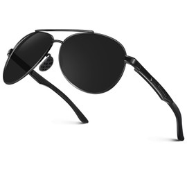 WEAROYO Premium Al-Mg Alloy Pilot Sunglasses for Men Women Polarized, UV400 Protection for Driving Golf Fishing, Black Frame/Grey Lens(non-polarized)