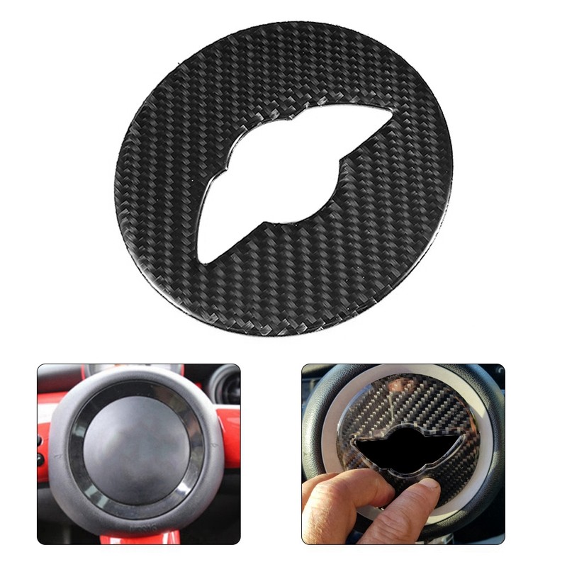 Carbon Fiber Steering Wheel Decoration Trim Decor Emblem Fit for