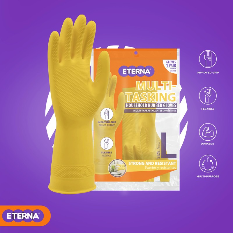 ETERNA Multitasking Gloves, Size L, Gloves for Kitchen, Laundry and