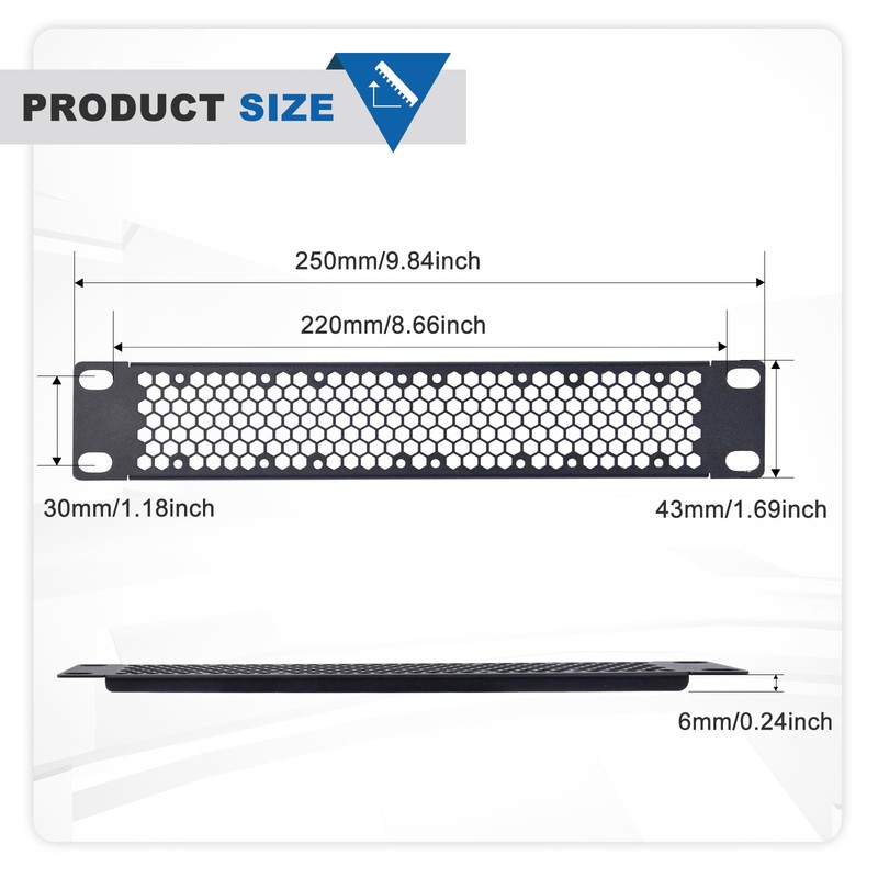 GeeekPi Vented 10 inch 1U Blank Panel Metal Rack Mount