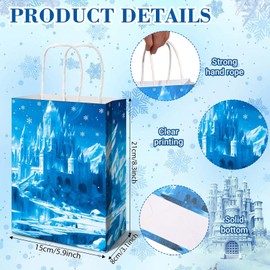 24Pcs Snowflake Party Gift Bags with Handles Winter Wonderland Goodie Candy Bags for Christmas Party Winter Holidays Princess Birthday Party Supplies (Snowflake Gift Bags)