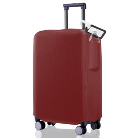 RainVillage Travel Luggage Cover Suitcase Protector Scratch-Resistant Fit 19-31 Inch Suitcase With Pocket, Not Included Suitcase (Claret_Pocket, 2XL(30-31inch))
