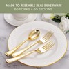 Gold Disposable Cutlery Set, Gold Forks + Spoons, (120 Count),