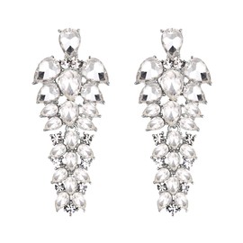 EVER FAITH Women's Earrings Rhinestone Crystal Cluster Teardrop Statement Hanging Chandelier Stud Earrings for Women Clear Silver Tone, Crystal, No Gemstone