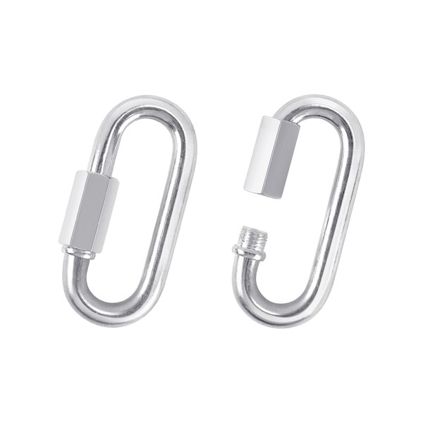 Yuntop 2 Pack M8 D-Shape Silver Metal Screw Lock Carabiner,
