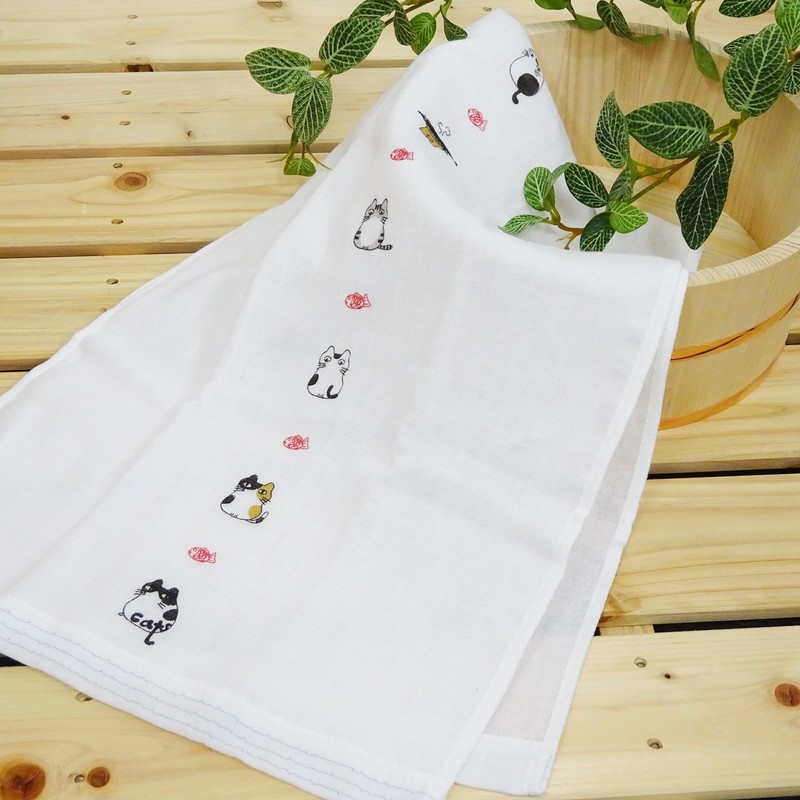 25402 Imabari Towel Face Towel, Hagoromo, Gauze, Catfish, Blue, Approx.