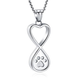 Infinity Love Pet Cremation Jewelry for Ashes of Dog/Cat Funeral Keepsake Urn Necklace Pendant Memorial Jewellery