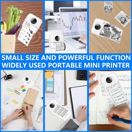 Elegant Choise Mini Portable Printer，Mini Sticker Printer Bluetooth Smart Pocket Inkless Thermal Printer for iOS&Android,Portable Receipt Printer for Photo Journal Notes Memo (White+3)