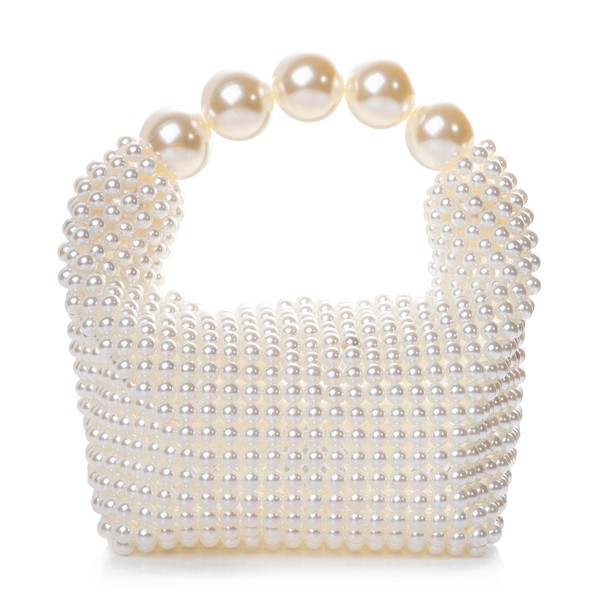 Women Pearl Beaded Clutch Handle Bag Evening HandBag for Wedding