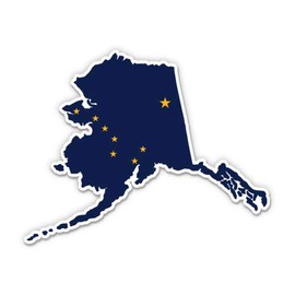 Squiddy Alaska Flag Shape - Vinyl Sticker Decal for Phone, Laptop, Water Bottle (3" Wide)