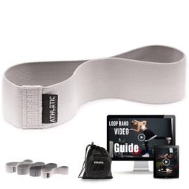 ATHLETIC AESTHETICS Premium Fabric Fitness Bands [Textile Fitness Band (Grey) Single & as a Set + Bag and Video Course] Mini Band Fitness Band Training Band - Sports Bands Resistance Bands for Booty