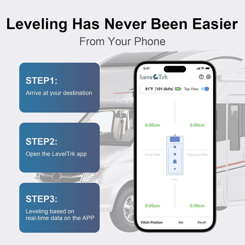 Easesuper Bluetooth Leveler Tool for Campers, LevelTrk Wireless RV Leveling