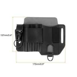 QUARKZMAN Pack of 2 Multitool Case EDC Pocket Organiser 6.9 x 5.4 Inch PU Leather Large Capacity Leather EDC Pocket Organiser with Pen Holder Keychain for Multitool Kits, Black