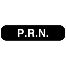United Ad Label Medication Instruction Labels P.R.N, 1-5/8" x 3/8", Permanent Paper Label, Black, One Roll of 1000 Labels