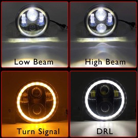 DOICAH 5.75 Inch LED Motorcycle Headlight Front Headlight Angel Eye White for Harley Davidson Waterproof Jeep