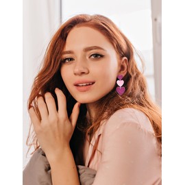 Heart Earrings for Women Valentines Earrings Valentines Day Gifts for Her Red Heart Earrings Valentines Day Outfit Women Rhinestone Heart Earrings Accessories