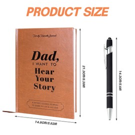 Dad, I Want to Hear Your Story: Father’s Guided Journal to Share His Life & His Love, Journal Book for Recording Life, Black Gold Foil Lettering, Leather Wrapped Hardback, Portable Journal (Brown)