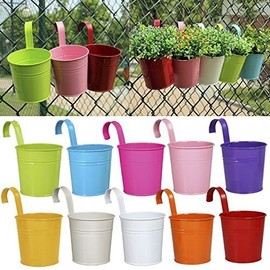 OGIMA 10 x Metal Iron Flower Pot Vase Hanging Balcony Garden Planter Home Decor