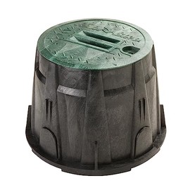 Rain Bird VBRND10 Round Sprinkler Valve Box, Black with Green Lid, 10" High