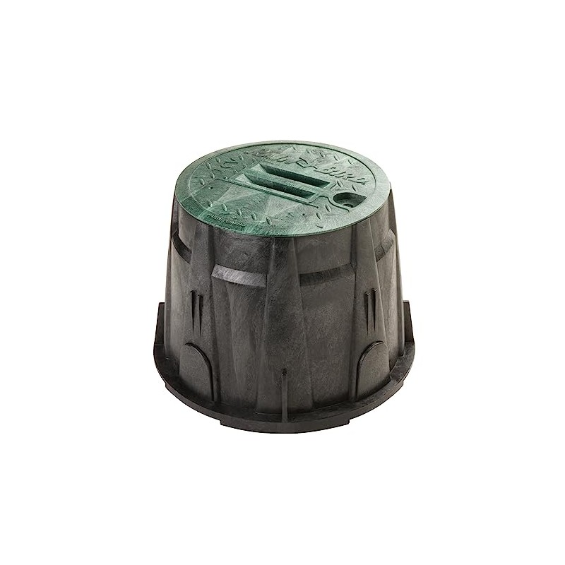 Rain Bird VBRND10 Round Sprinkler Valve Box, Black with Green