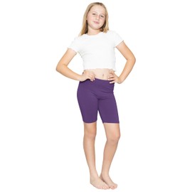 STRETCH IS COMFORT - Pantalones Cortos de algodón para niña y Leggings hasta la Rodilla | 4-16, Púrpura, 8
