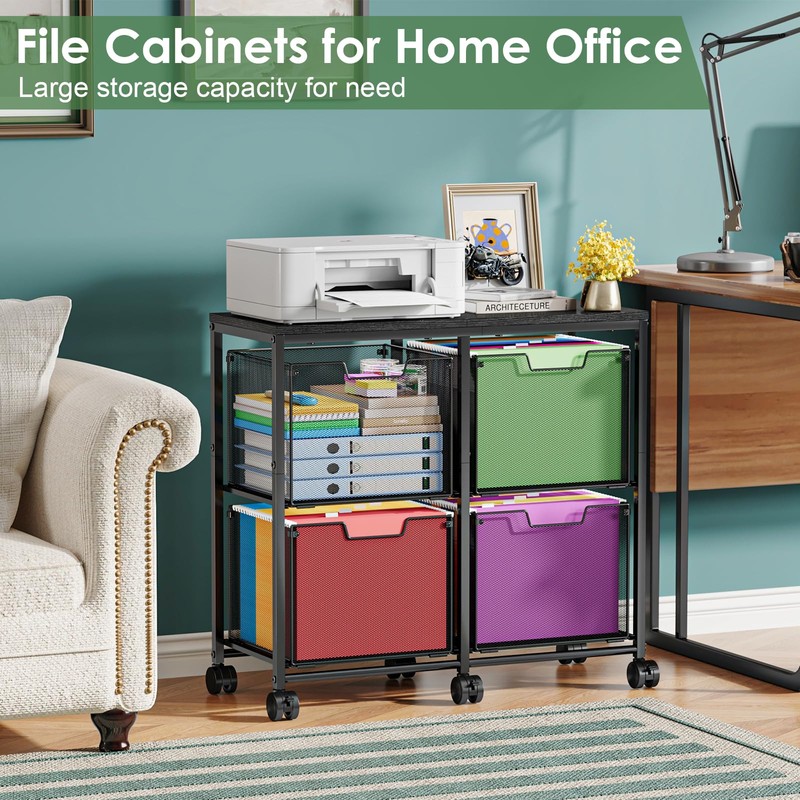 Sbanmao 4 Drawer Lateral File Cabinet, Mobile Filing Cabinet, Printer