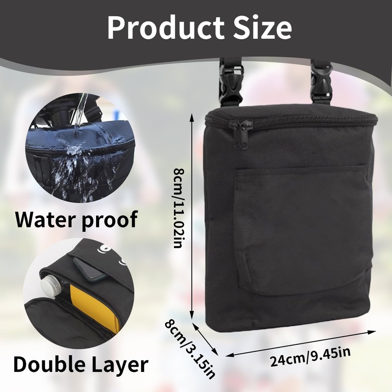 Waterproof Bicycle Bag Handlebar Black, Foldable Handlebar Bag for E-Bikes,