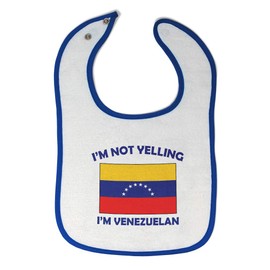 Custom Baby Bibs Burp Cloths I'm Not Yelling I Am Venezuelan Cotton Baby Items for Baby Girl & Boy White Royal Blue Design Only