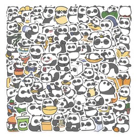NC 100 Pcs Panda Stickers, Small Size Cartoon Animal Vinyl Waterproof Stickers Decals for Kids Boys Teens Decals Decoration for Laptop Water Bottles Luggage Computer Skateboard Guitar Aesthetic Decor