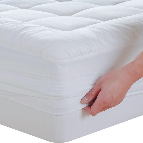 Greaton, Quilted Fitted Mattress Pad – Fitted Elastic Quilted Protector,