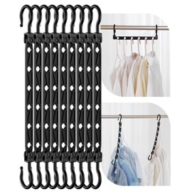 Latoxcaa Space Saving Hangers, Pack of 8 Magic Hangers with 6 Holes & 360° Swivel Hooks, Sturdy Hooks for Heavy Clothes, Wardrobe Organiser, Ideal for Students, Girls Room, Black