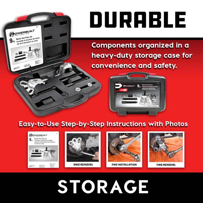 Powerbuilt Master Hub Puller Tool Set, Remove and Install Car