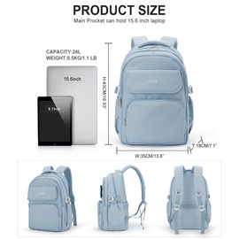 WEPOET - Mochila básica para la escuela, informal para la universidad, para mujer, impermeable, para adolescentes, mochila de viaje, azul (A4-blue), Large, Mochilas ocasionales