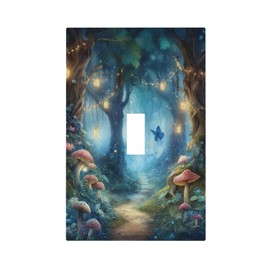 Decorative Art Light Switch Covers Enchanted Forest Path Single Toggle Wall Plate Decorative Switchcover Electrical Switchplate for Home Decor