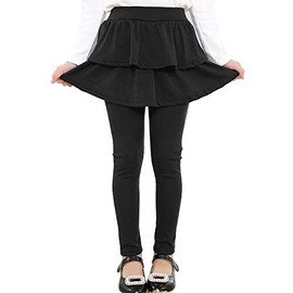 RieKet Girls School Uniform Pants Warm Stretchy Athletic Leggings with Skirt 2-14 Years Black 6-7 Years