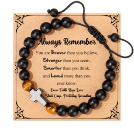 JoycuFF Gifts for Teenage Him Men Faith Cross Bracelet for Teenage First Communion Baptism Confirmation Graduation Birthday Christmas Valentines Gifts for Son Grandson Stocking Stuffers