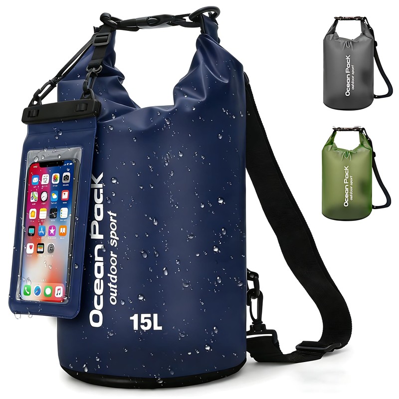 Bolsa Seca Impermeable, Dry Bag 10/15/20L, con Funda Impermeable para