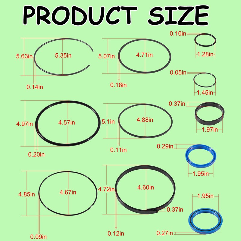 Ezbzyz Hydraulic Log Splitter Cylinder Rebuild Seal Kit for 5.0"