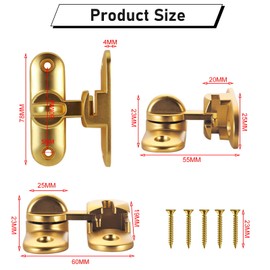 Sliding Door Locks, 90/180 Sliding Door Bolt for Sliding Doors, Barns, Bathrooms, Windows, Kitchens etc. (Gold)