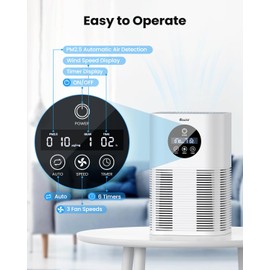 Air Purifiers for Home Large Room up to 600 Ft², VEWIOR H13 True Hepa Air Purifiers for Pets Hair, Dander, Smoke, Pollen, 3 Fan Speeds, 6 Timer Air Cleaner