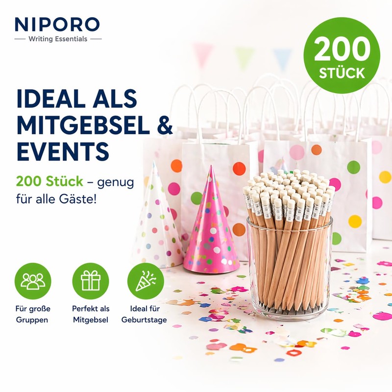 NIPORO 200 Mini Pencils Short Half Pencils with Eraser Golf