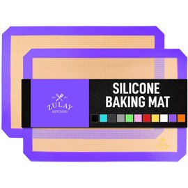 Zulay Kitchen (2 Pack) Silicone Baking Mat Sheet Set - Reusable Baking Mat Nonstick - Half Sheet Baking Mat For Oven - 16.5" x 11.6" (Purple)