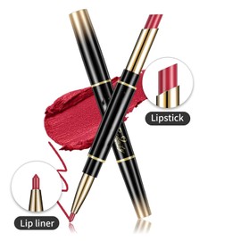 Lápiz Labial Y Delineador de Labios de Doble Punta 2 en 1, Lápices Labiales de Larga Duración Labial Mate Lápiz Labial Resistente Al Agua, lip Liner de Terciopelo (#04, 2in1)