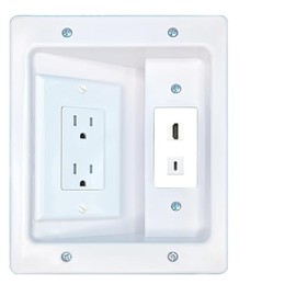 RiteAV HDMI USBC Recessed Wall Plate Cable Concealer Management Kit with Power Outlet Hides Cords and Cables