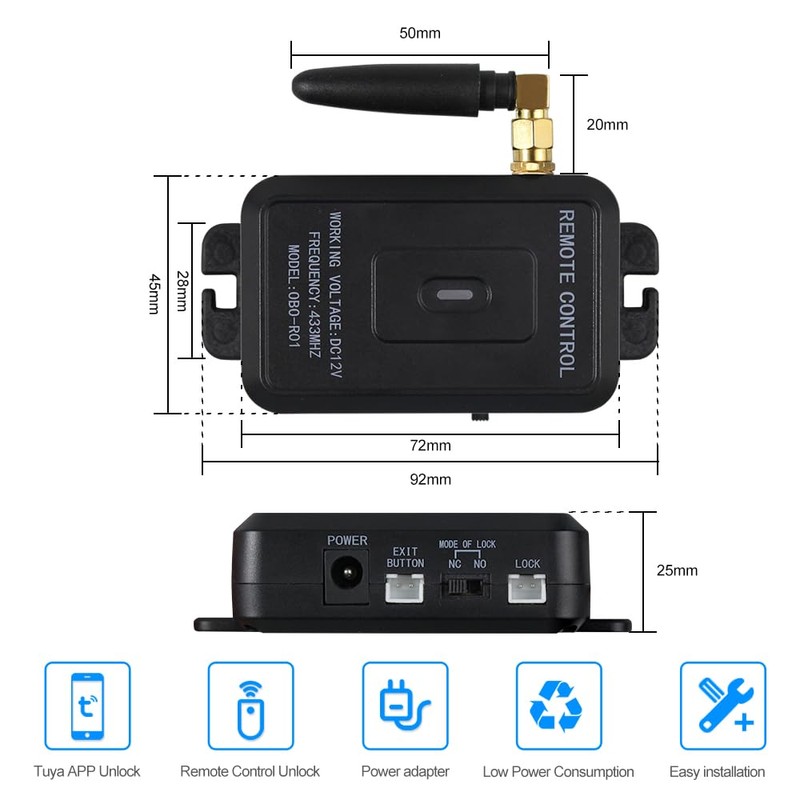 ReaIOKbii WiFi Tuya Door Access Control Kit, Home Security System,