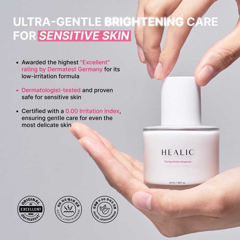 Healic Toning Active Ampoule–Brightening, Hydrating&Soothing with Tranexamic Acid, Niacinamide&Hyaluronic Acid,
