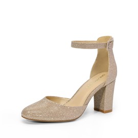 Women's Closed Toe Pumps, Gold Glitter, 37 EU