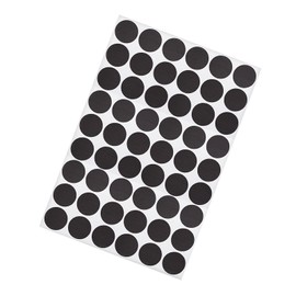 METALLIXITY Screws Hole Cover Stickers (21 mm Diameter) 54 Pieces in 1 Sheet PVC Shelf Peg Seal Caps Waterproof for Cupboard Wardrobe Furniture Black with Wood Grain