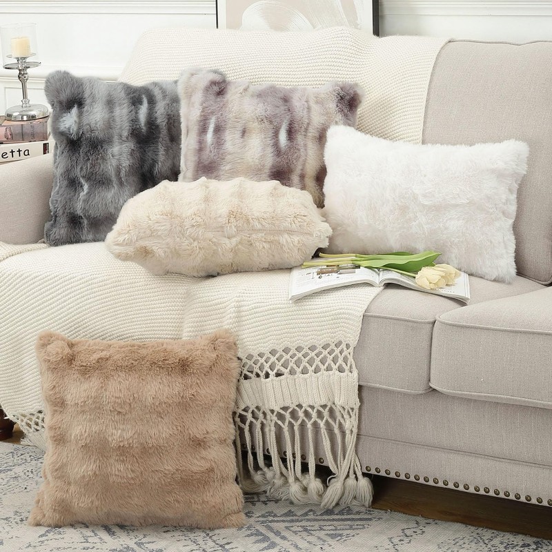 Madizz Pack of 2 Thick Plush Wool Cushion Covers 45x45
