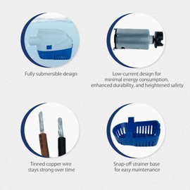 WASSERMANN Automatic Bilge Pump 12V 1100GPH, Marine Submersible Bilge Water Pumps for Boats with Float Switch and Long Power Cord, High Efficiency and Low Noise